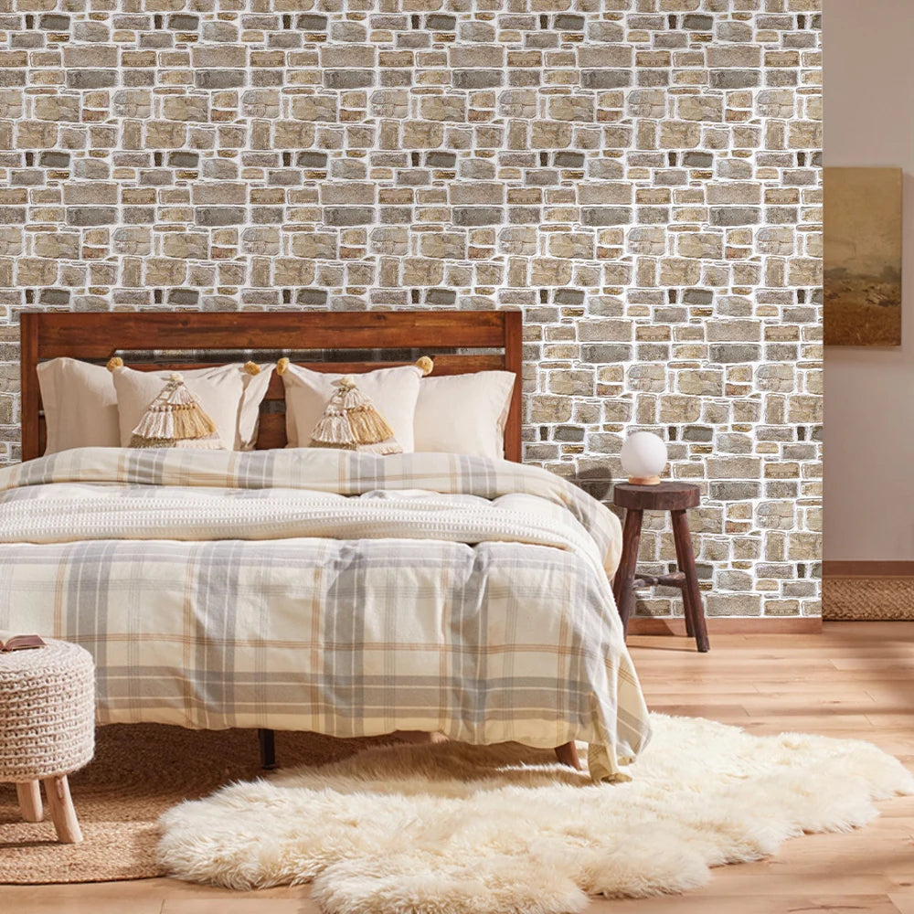 3D Tile Stickers, 3D Faux Stone Textures, Matte, 30cm x 30cm, Water and Mold Resistant, for Living Room, Kitchen Wall Update