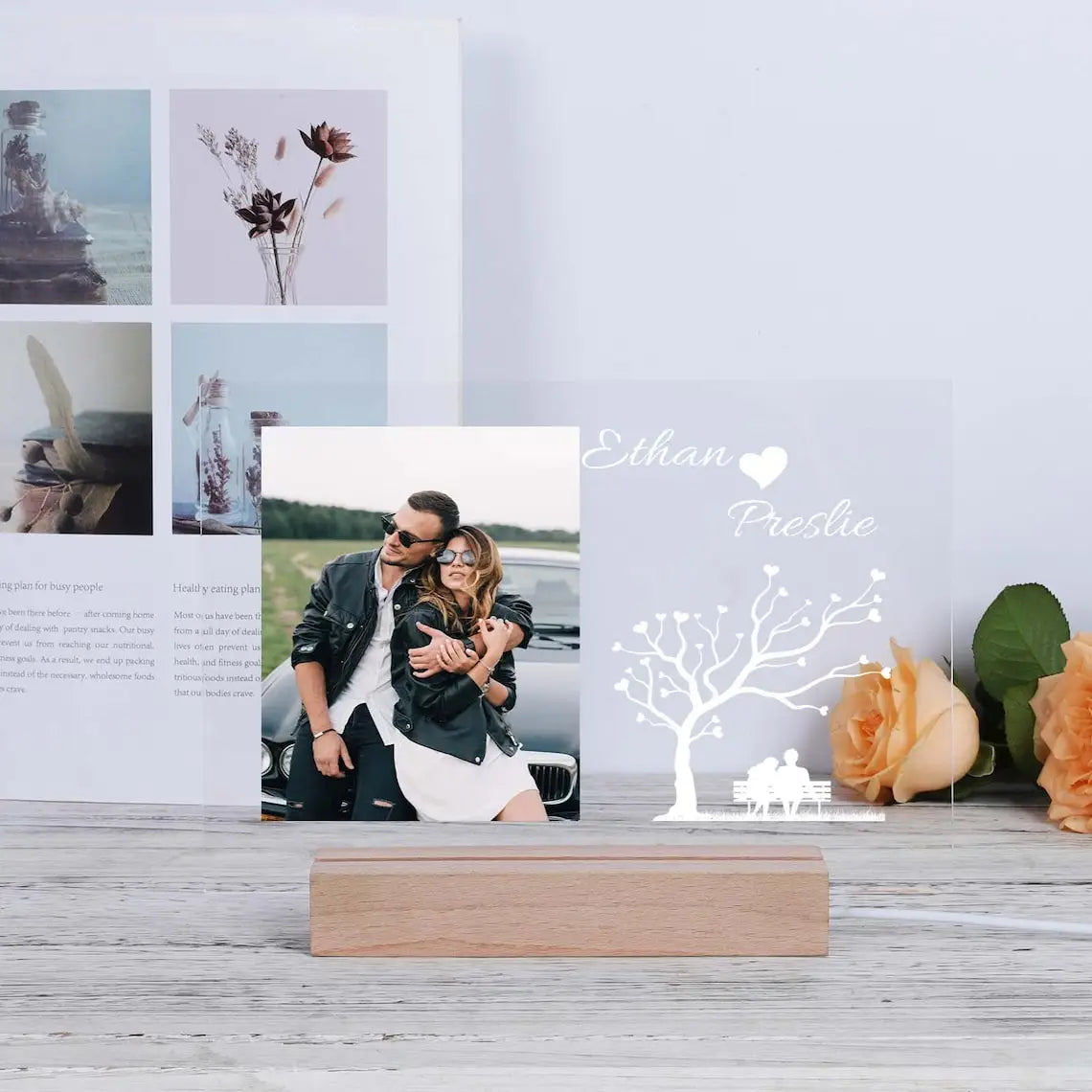 Luce notturna 3D personalizzata Lampada con foto e testo personalizzati Regali personalizzati per San Valentino, matrimonio, compleanno, lampada 3D a 7 colori