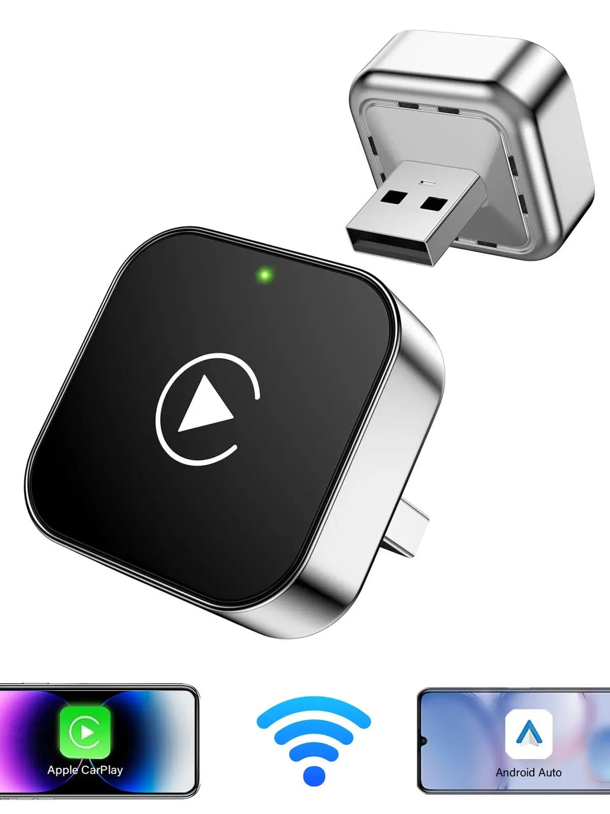 Adattatore 2-in-1 Wireless CarPlay e Android Auto – AI Smart Box Universale per Auto