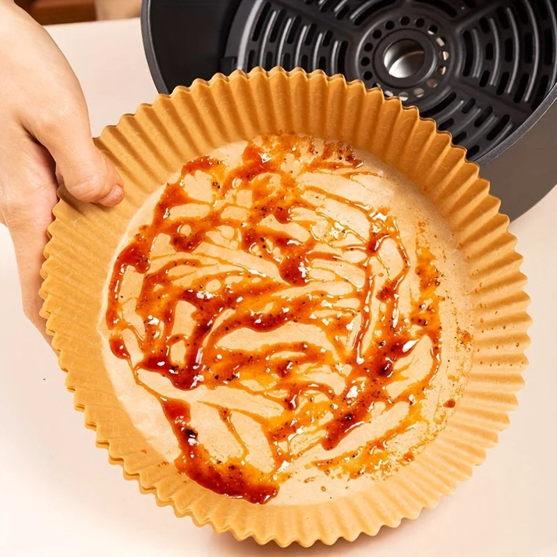 Fodere di carta per friggitrice ad aria Carta da forno impermeabile usa e getta a prova di olio Rotonda quadrata e rettangolare pergamena Forniture per feste da cucina