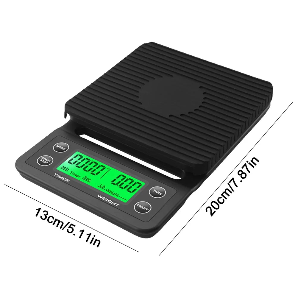 Bilancia da caffè da cucina LCD da 5/3 kg con display digitale temporizzato, timer, strumento per il peso del caffè, bilancia LCD di precisione di misurazione ad alta precisione