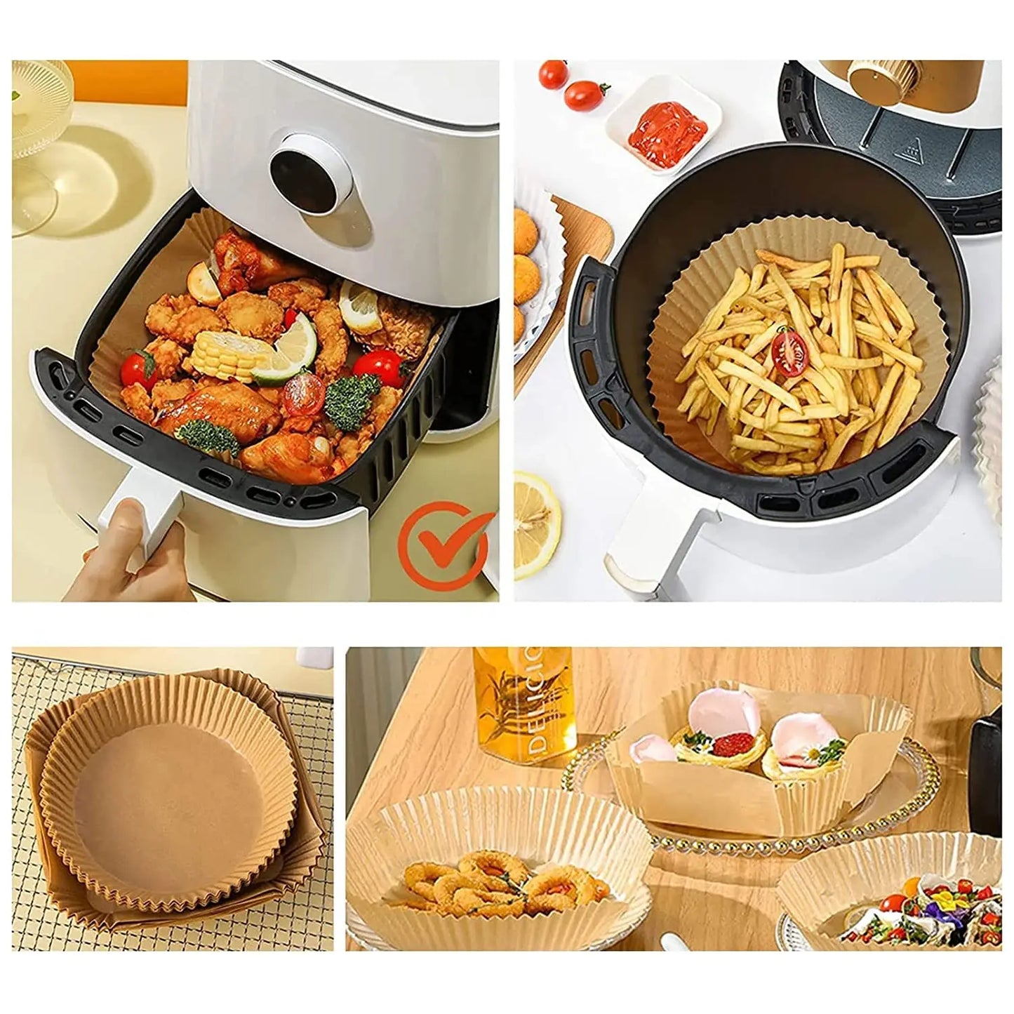 100 pz Friggitrice Ad Aria Fodere di Carta Usa E Getta Friggitrice Fodere Carta Pergamena A Prova di Olio A Prova di Acqua Food Grade Teglie Airfryer