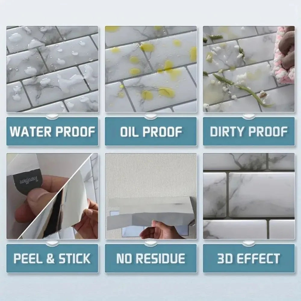 Piastrelle adesive effetto marmo beige per pareti, bagno e cucina