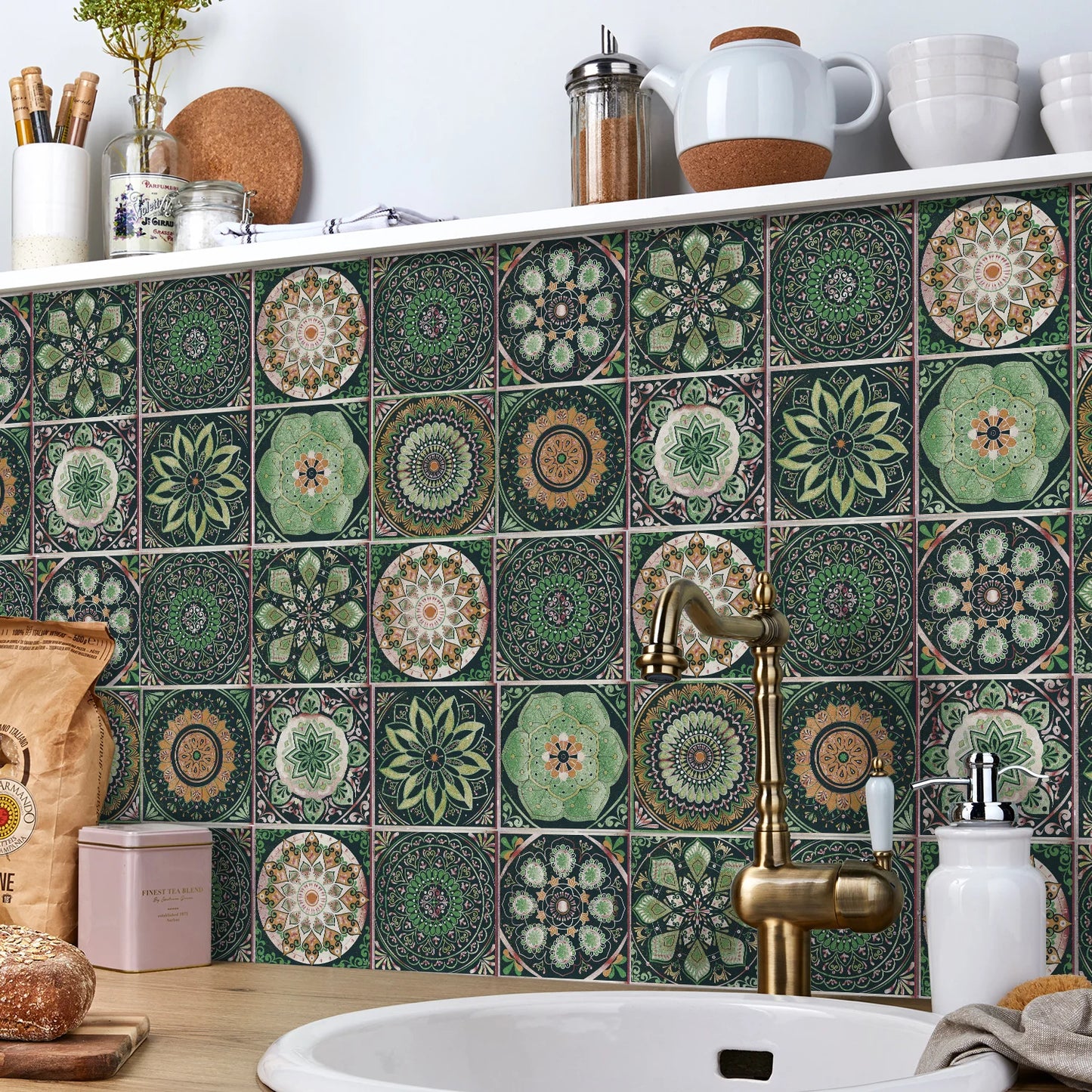 24pcs/set Light Color Tiles Sticker Wall Stickers Kitchen Bathroom Home Renovation Wallpaper Waterproof Self-adhesive Wall Decal