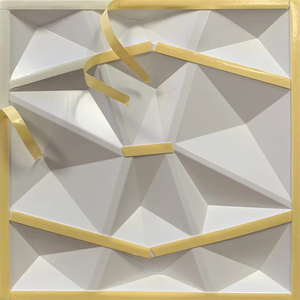 Pannello da parete 3D decorato con design a diamante da 10 pezzi, 30 cm x 30 cm bianco opaco/nero, pannello da parete per decorazione domestica fai da te