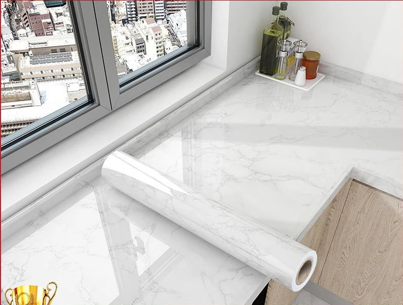 Thick Oil Proof Wall Stickers Waterproof Foil Wallpaper Marble Self Adhesive Removable Contact Paper for Bathroom Decor Kitchen