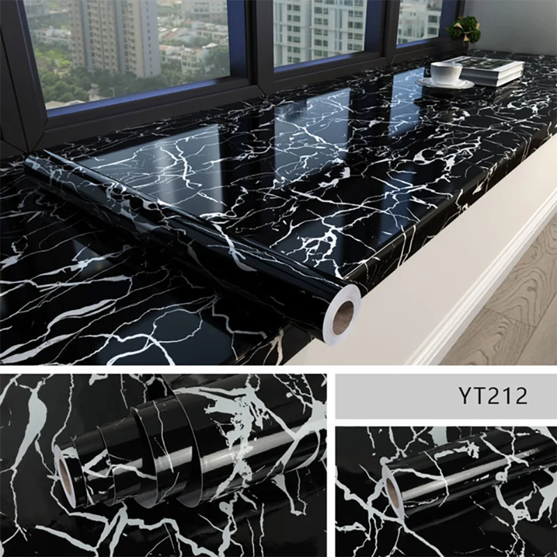 Thick Oil Proof Wall Stickers Waterproof Foil Wallpaper Marble Self Adhesive Removable Contact Paper for Bathroom Decor Kitchen