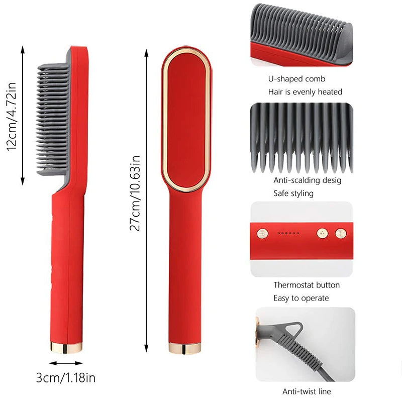 Piastra per capelli Ptc professionale Pettine caldo elettrico riscaldato rapidamente Pettine per capelli Cura personale Spazzola per acconciature multifunzionale