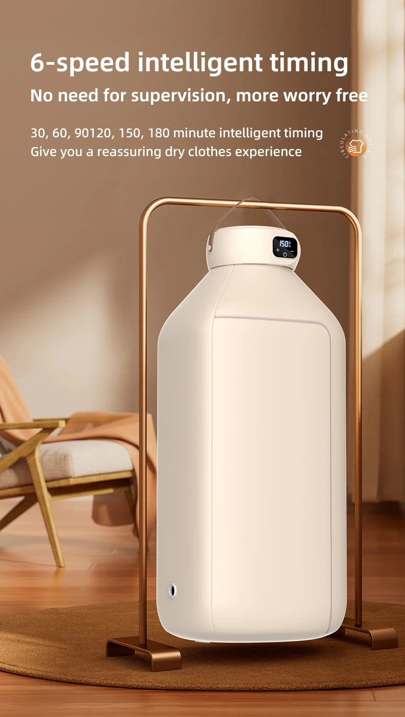 Asciugatrice elettrica portatile Asciugatrice multifunzionale Pieghevole Temporizzato Asciugatura rapida Riscaldamento ad aria calda a basso rumore Cura dell'abbigliamento Mini asciugatrice