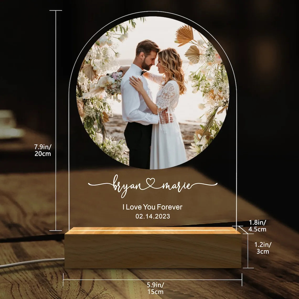 Luce notturna 3D personalizzata Lampada con foto e testo personalizzati Regali personalizzati per San Valentino, matrimonio, compleanno, lampada 3D a 7 colori