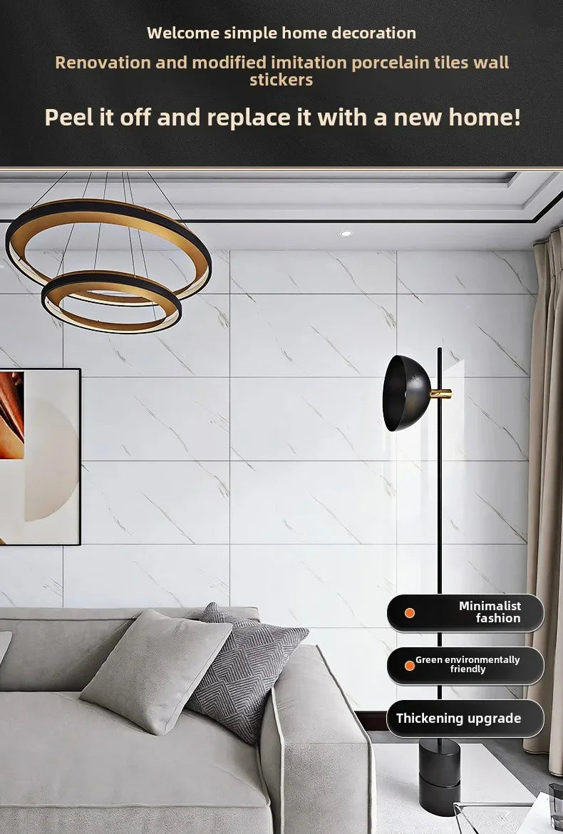 10-50Pcs PVC Marble Wall Stickers Self-Adhesive Thickened Tile Sticker Bathroom Waterproof Floor Sticker Kitchen Home Decoration