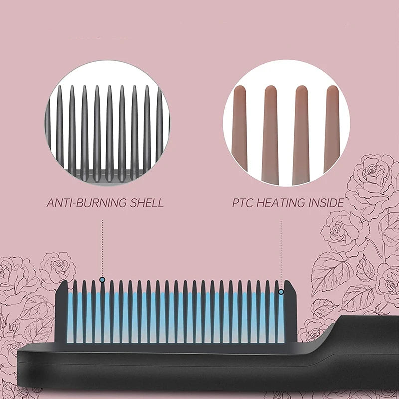 Piastra per capelli Ptc professionale Pettine caldo elettrico riscaldato rapidamente Pettine per capelli Cura personale Spazzola per acconciature multifunzionale