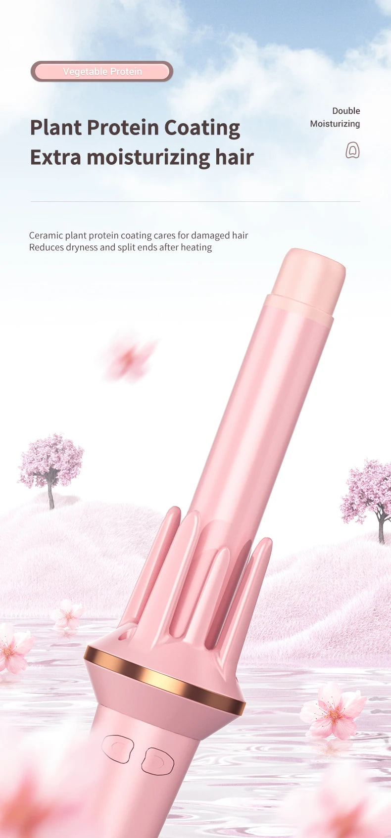 Bigodino automatico per capelli 28mm/32mm Ferro arricciacapelli a onda grande Anione Riscaldamento rapido Bigodini per styling professionale Bacchetta arricciacapelli Ondeggiatore per capelli