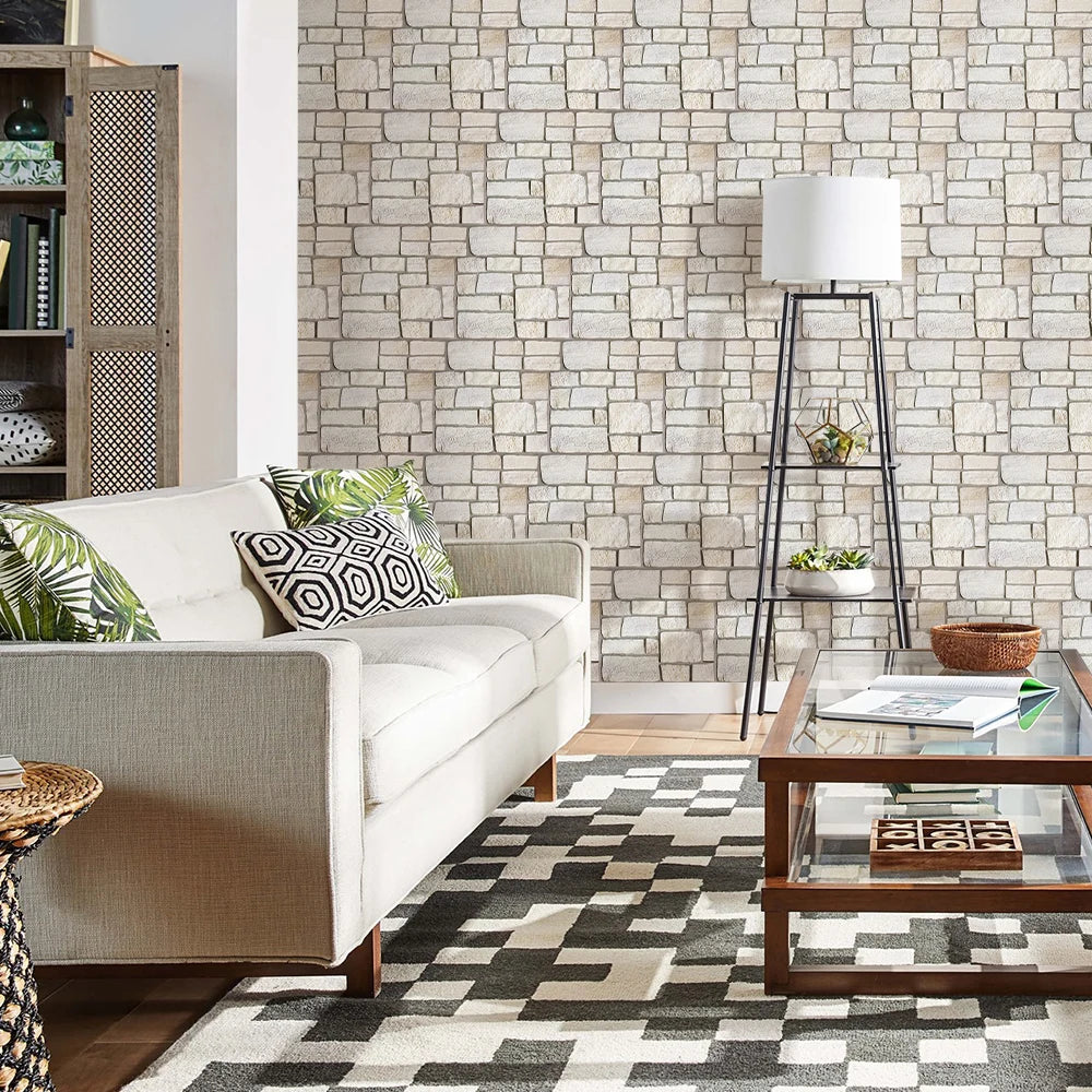 3D Tile Stickers, 3D Faux Stone Textures, Matte, 30cm x 30cm, Water and Mold Resistant, for Living Room, Kitchen Wall Update