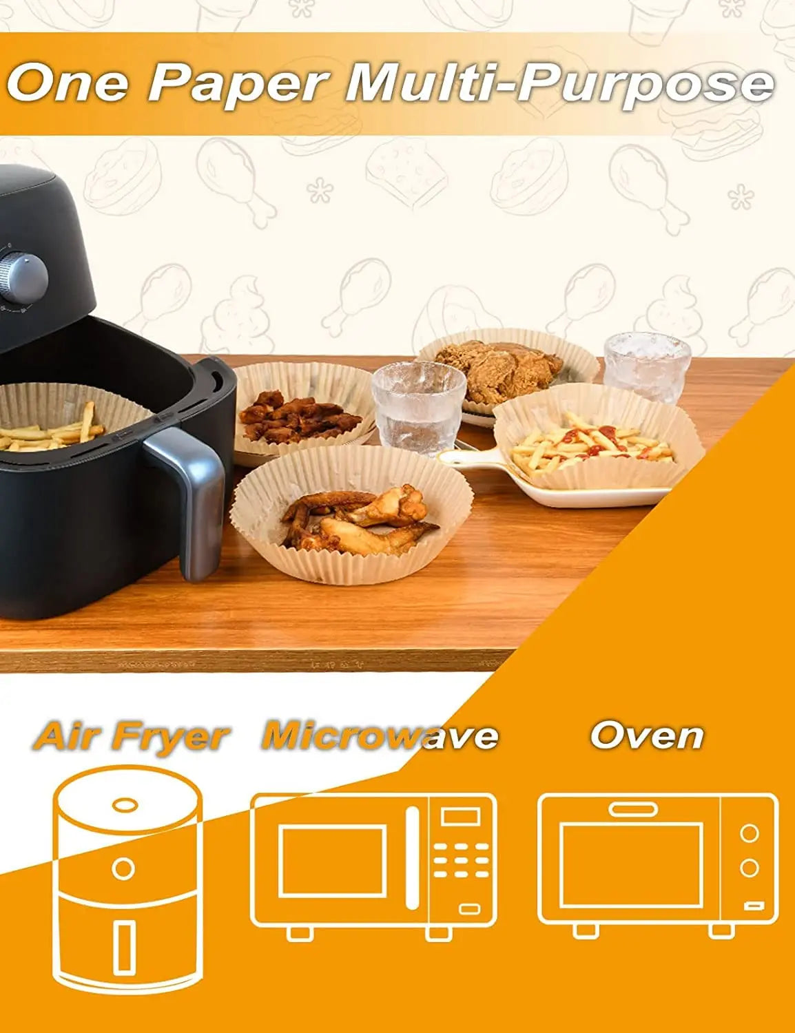 100 pz Friggitrice Ad Aria Fodere di Carta Usa E Getta Friggitrice Fodere Carta Pergamena A Prova di Olio A Prova di Acqua Food Grade Teglie Airfryer
