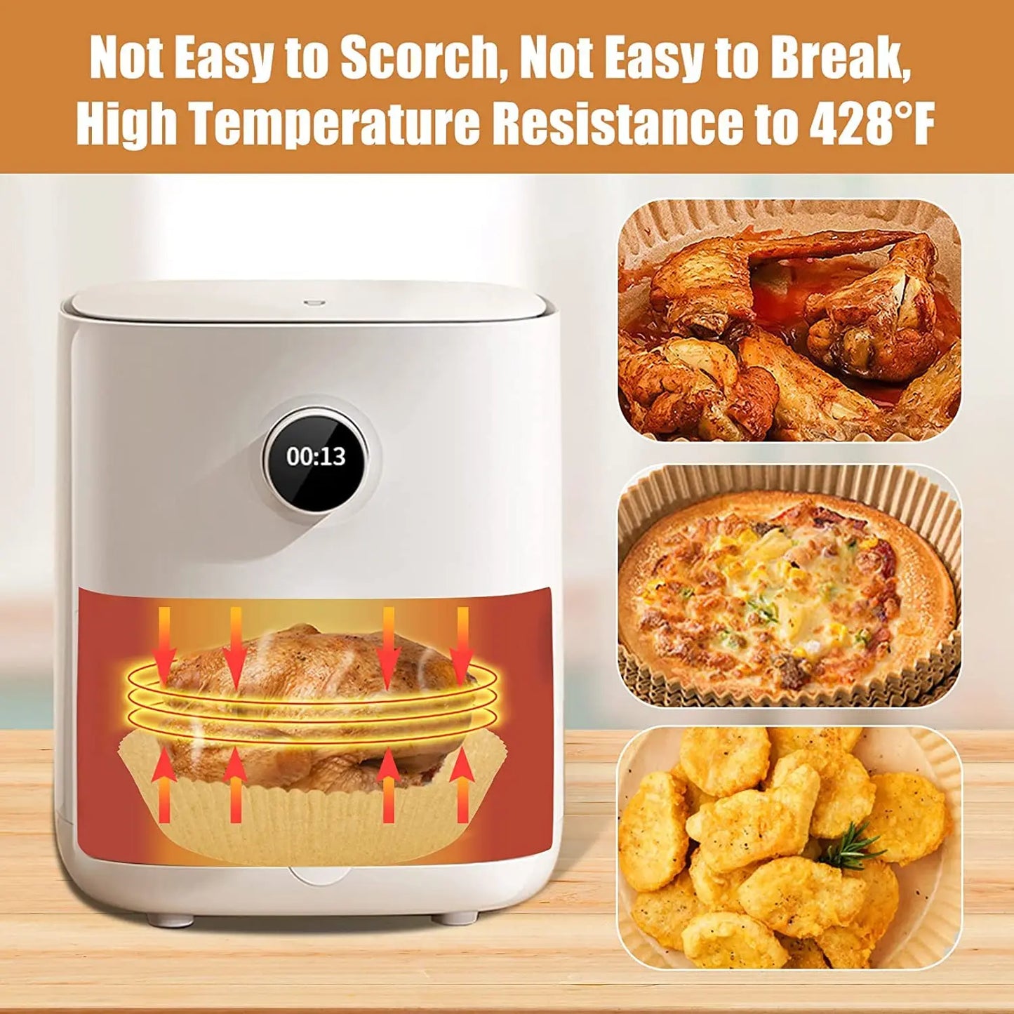 100 pz Friggitrice Ad Aria Fodere di Carta Usa E Getta Friggitrice Fodere Carta Pergamena A Prova di Olio A Prova di Acqua Food Grade Teglie Airfryer