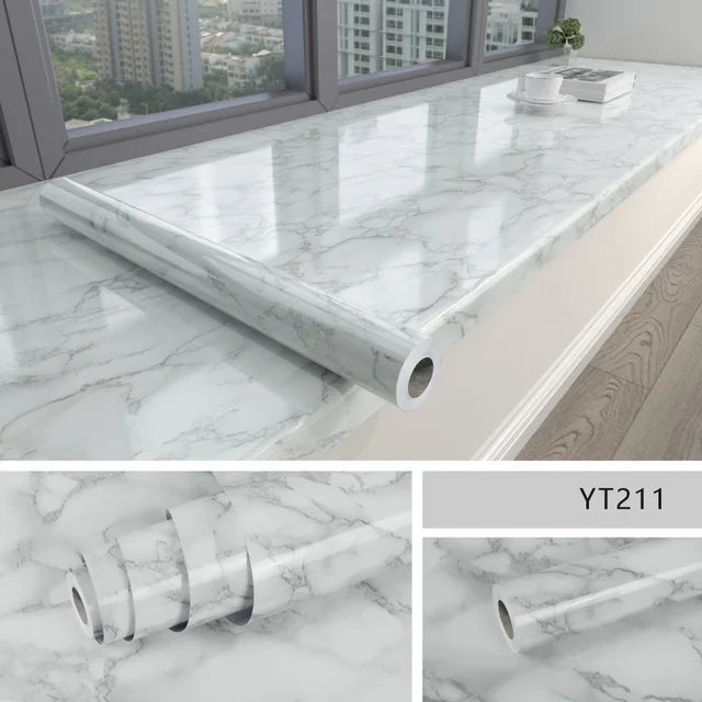 Thick Oil Proof Wall Stickers Waterproof Foil Wallpaper Marble Self Adhesive Removable Contact Paper for Bathroom Decor Kitchen