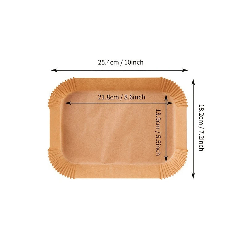 Fodere di carta per friggitrice ad aria Carta da forno impermeabile usa e getta a prova di olio Rotonda quadrata e rettangolare pergamena Forniture per feste da cucina