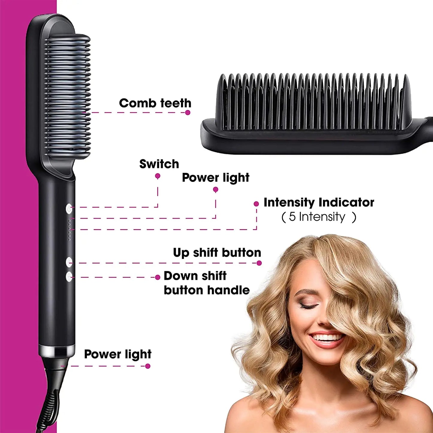 Piastra per capelli professionale a riscaldamento rapido elettrico pettine caldo piastra per capelli cura personale spazzola multifunzionale per acconciatura