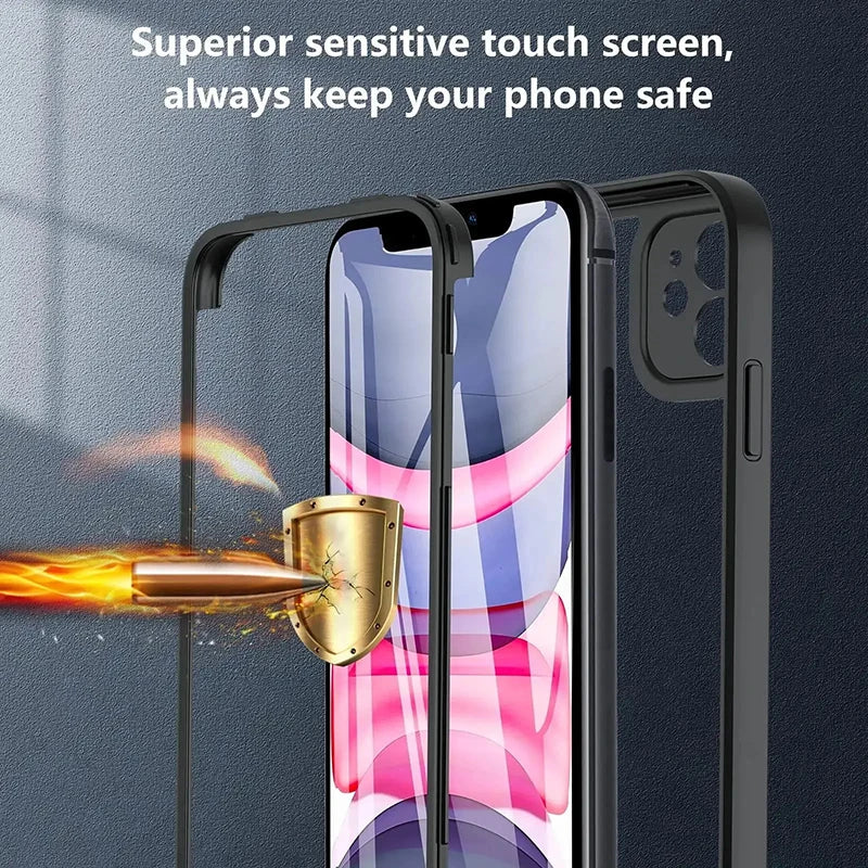 Custodia da 360 gradi per iPhone 15 14 13 12 11 Pro Max 14 Plus XS MAX XR Cover trasparente Protezione per schermo integrata robusta per tutto il corpo