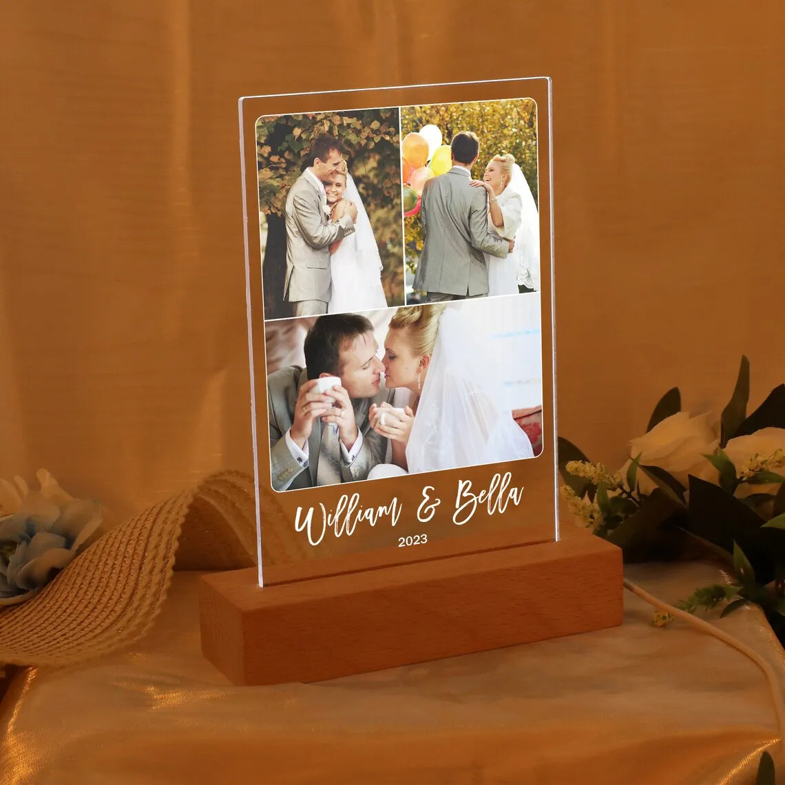 Luce notturna 3D personalizzata Lampada con foto e testo personalizzati Regali personalizzati per San Valentino, matrimonio, compleanno, lampada 3D a 7 colori
