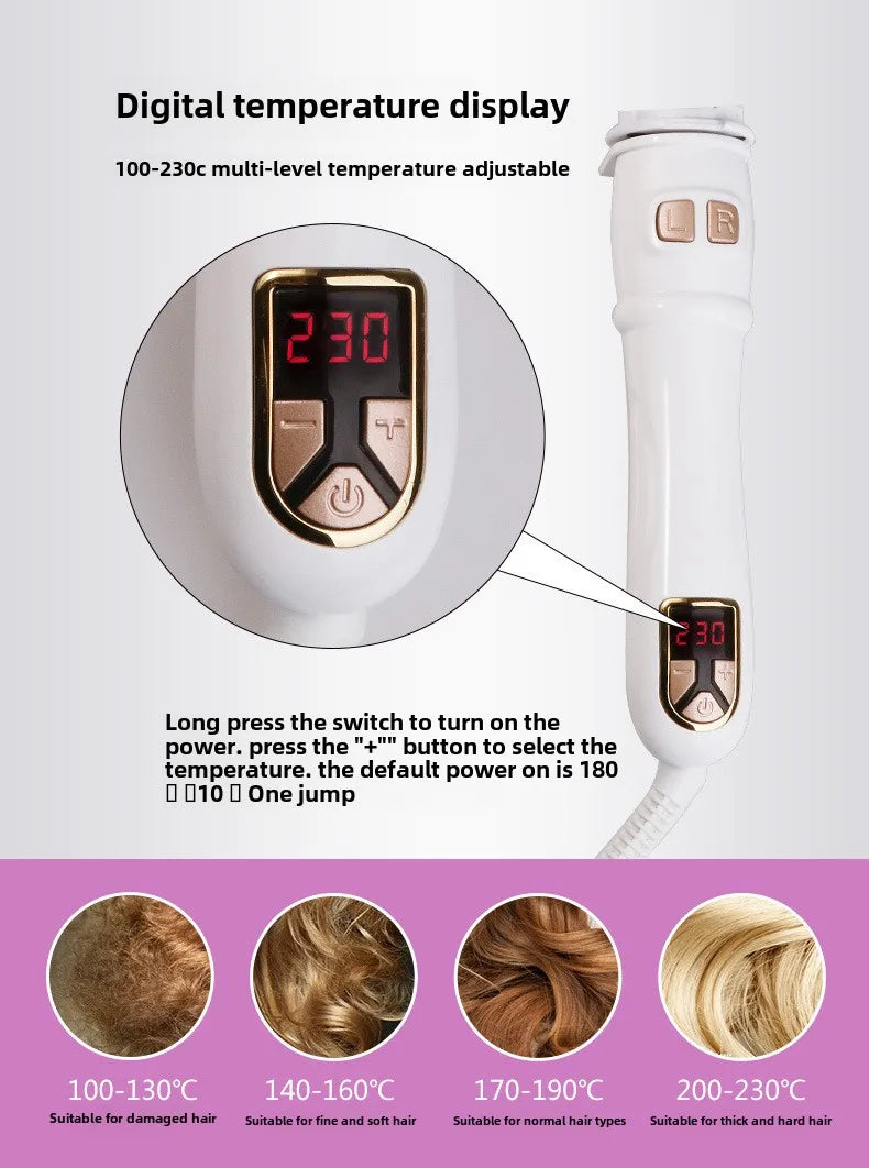 Bigodino automatico per capelli Ferro arricciacapelli rotante da 1,1 pollici con display a LED Bigodino per capelli con bacchetta arricciacapelli a riscaldamento rapido per uso domestico e in viaggio