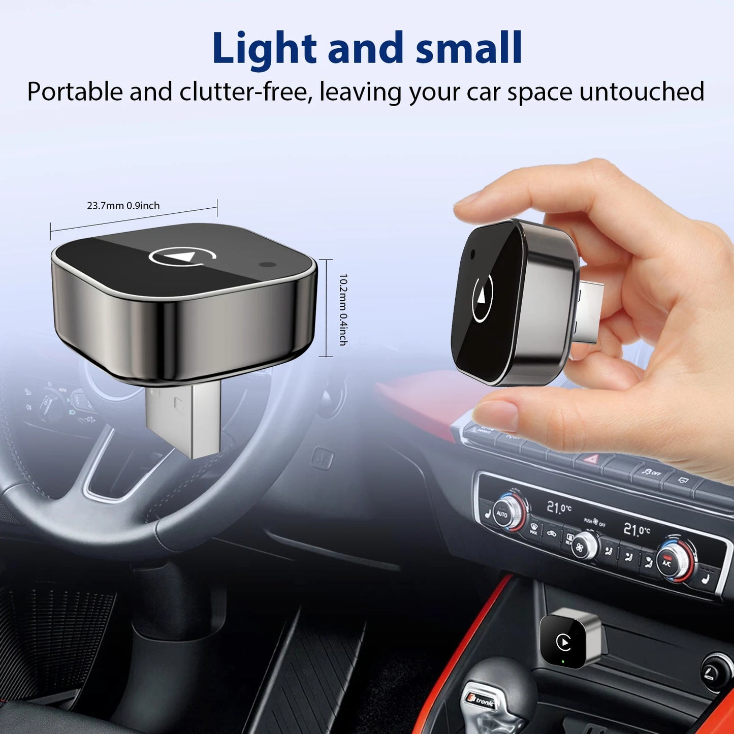 Adattatore CarPlay Wireless 2-in-1 per iPhone – Convertitore da Cablato a Wireless Plug & Play