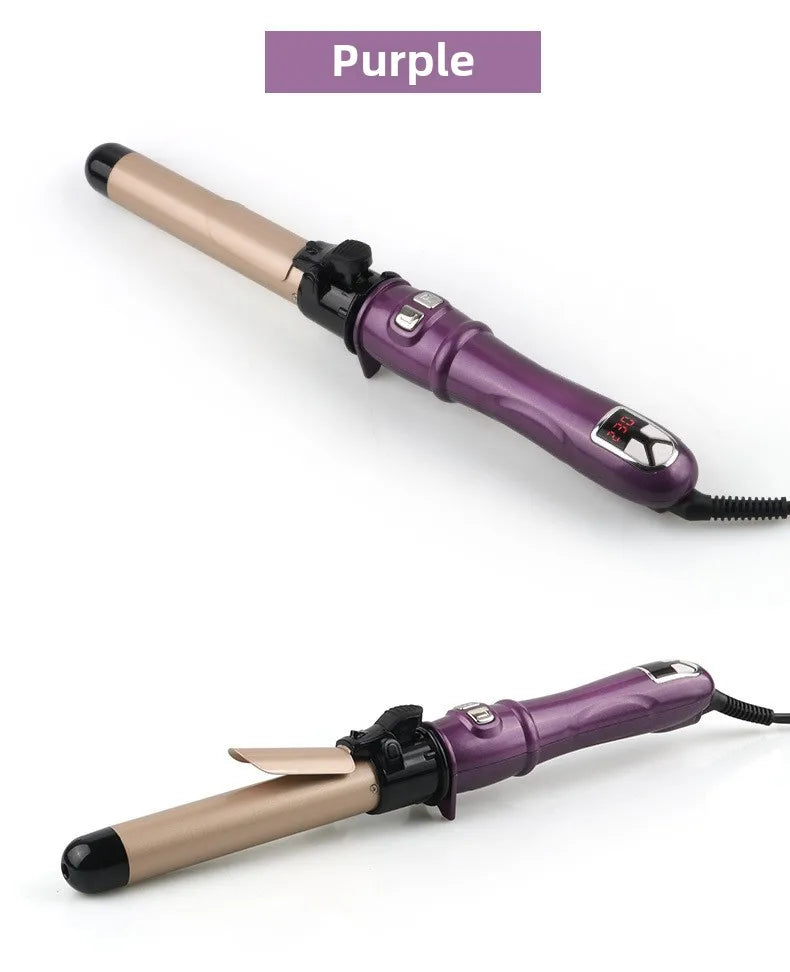 Bigodino automatico per capelli Ferro arricciacapelli rotante da 1,1 pollici con display a LED Bigodino per capelli con bacchetta arricciacapelli a riscaldamento rapido per uso domestico e in viaggio