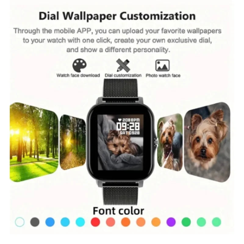 Orologio intelligente per telefono Android. Schermo a colori da 1,44 pollici Full Touch Chiamata Bluetooth Orologio intelligente Ricarica magnetica