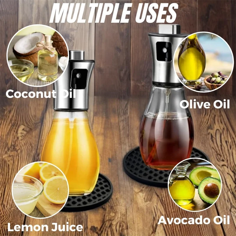Spruzzatore di oliva per cucinare, spruzzatore di olio d'oliva in vetro da 200 ml, spruzzatore di olio vegetale con imbuto, spruzzatore di olio, cottura, frittura, barbecue