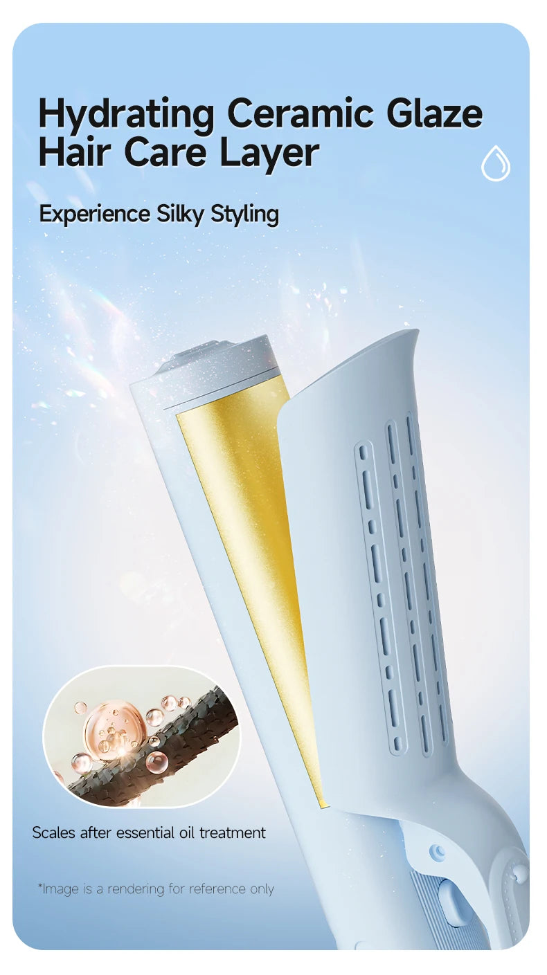 Piastra per capelli multifunzione 3 in 1: cambio facile della testa con una spinta, styling versatile per capelli lisci, ricci e ondulati