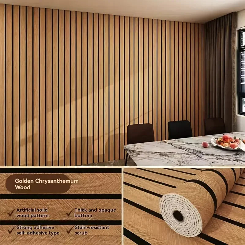 Adesivo Murale a Griglia in Legno Autoadesivo Decorazione di Sfondo per Camera da Letto Soggiorno Cucina Carta da Parati in PVC Impermeabile