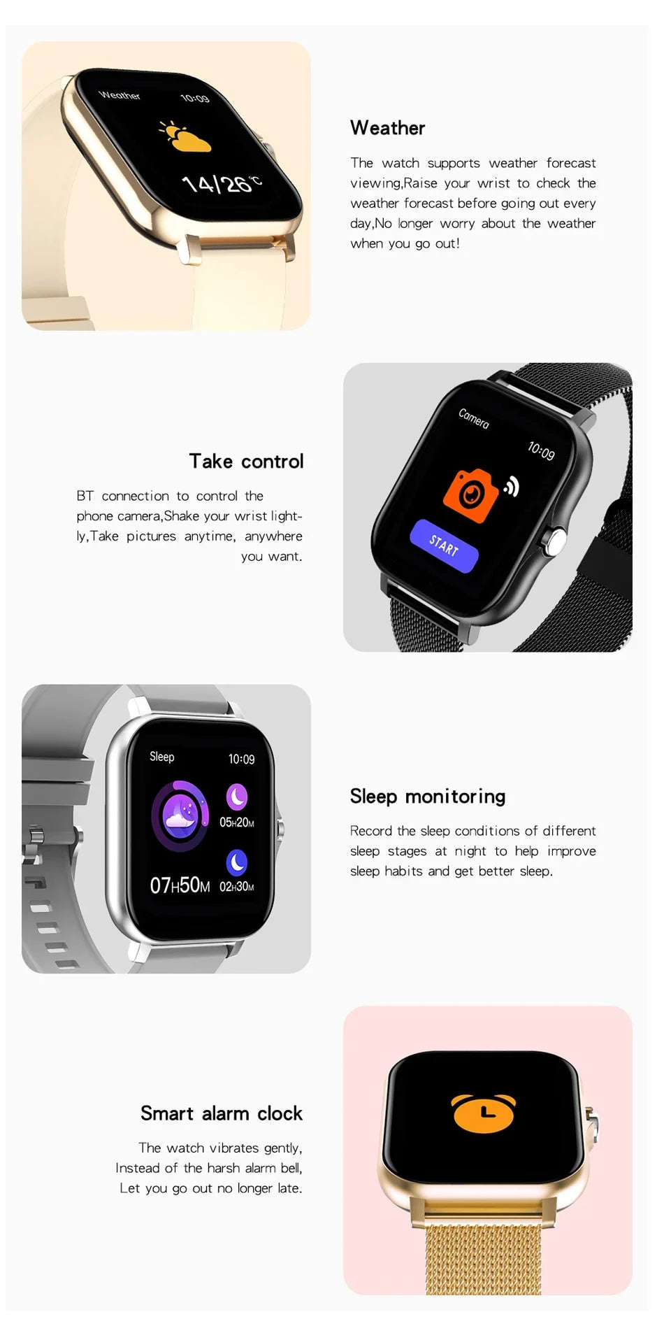 Orologio intelligente per telefono Android. Schermo a colori da 1,44 pollici Full Touch Chiamata Bluetooth Orologio intelligente Ricarica magnetica