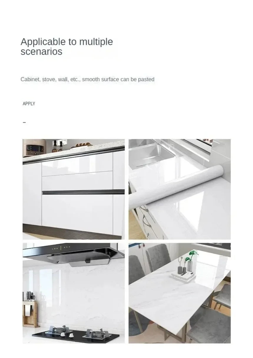 10M Marble Kitchen Oil-Proof Film Waterproof Self-adhesive Wall Tile Sticker Moisture-Proof Countertop Cabinet Cover Wallpaper